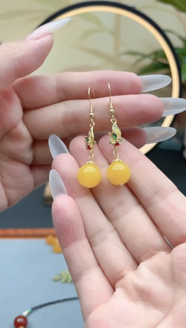 玛瑙/玉髓耳饰银S925镶嵌8852