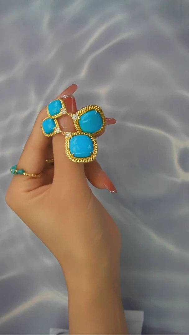 【闪购商品】绿松石耳环银S925镶嵌发货一件