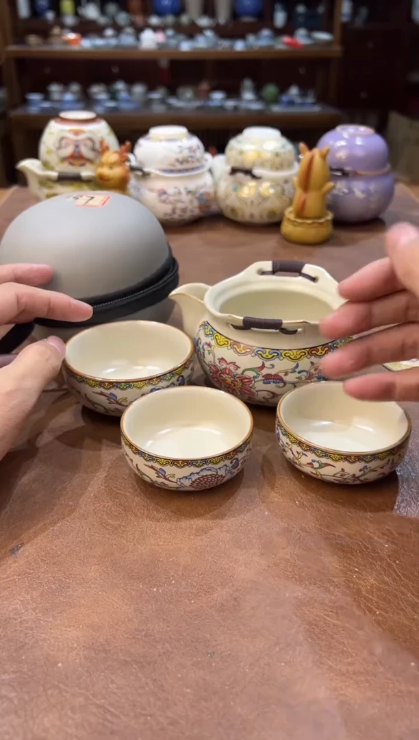 真的很便宜超好看会开片的旅行茶具