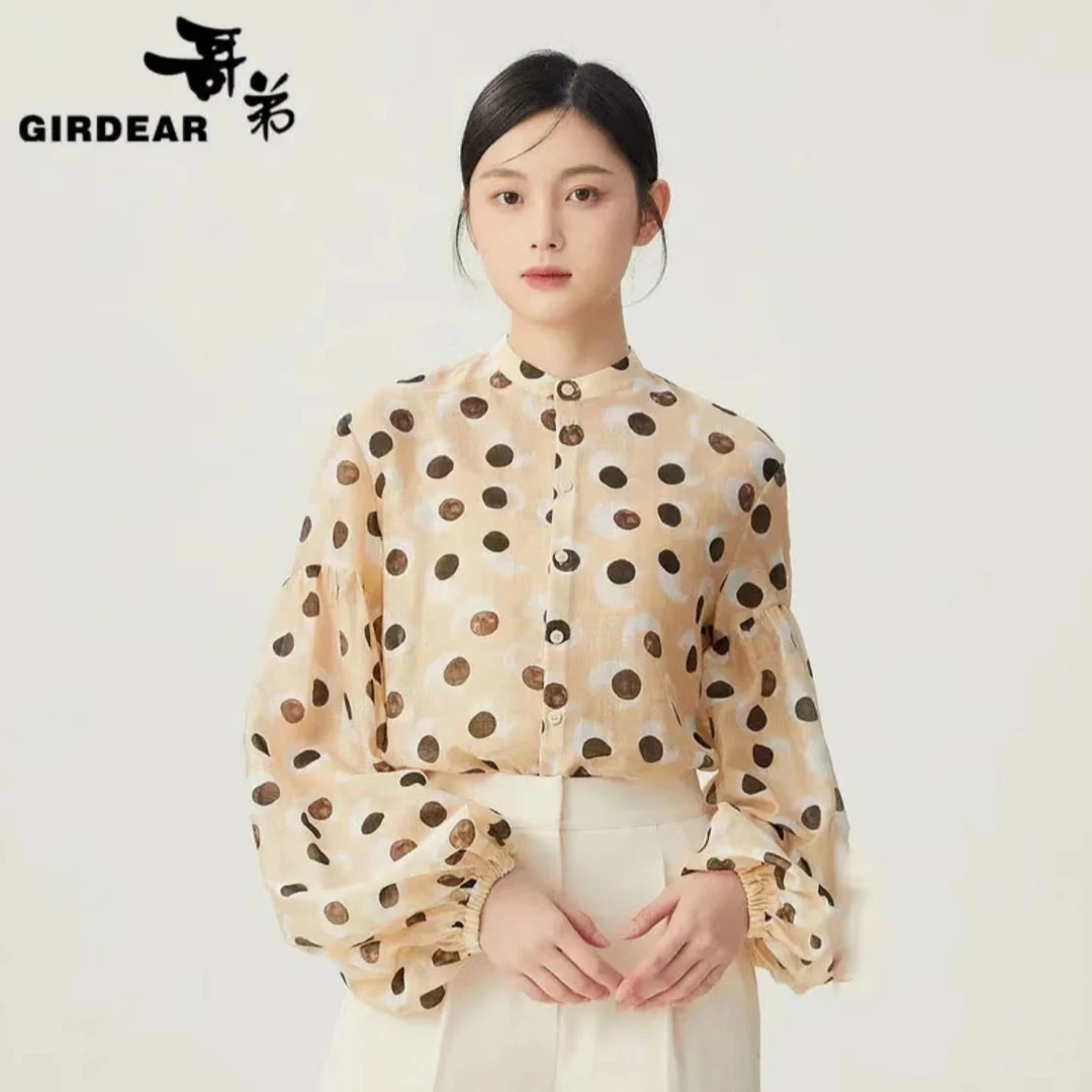 GIRDEAR/哥弟新款洋气小众波点显瘦长袖时尚百搭衬衫女士 1300729