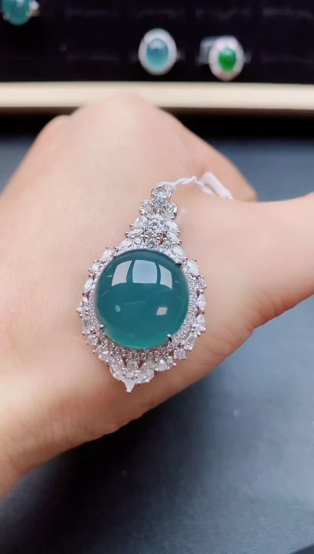 翡翠银S925镶嵌吊坠(赠链)50850