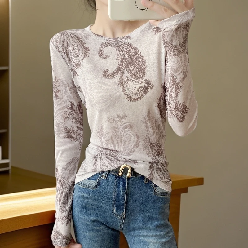 洋气秋装女爆款2025新款高级感内搭可外穿网纱打底衫独特漂亮小衫