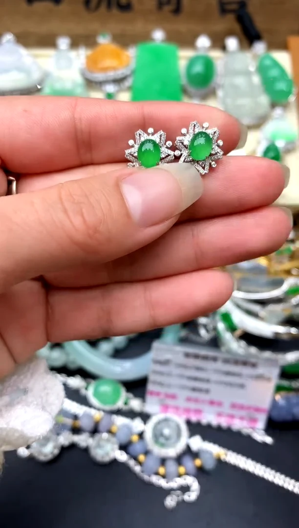 【闪购商品】翡翠耳饰18K金镶嵌298-中国好珍宝