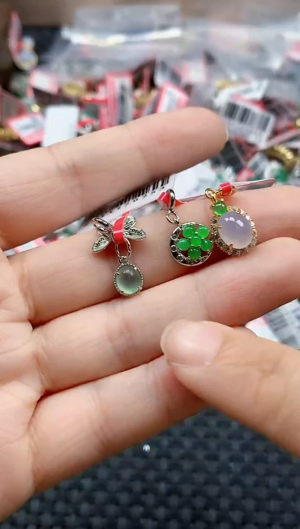 银S925镶嵌戒指翡翠天然A货缅甸翡翠