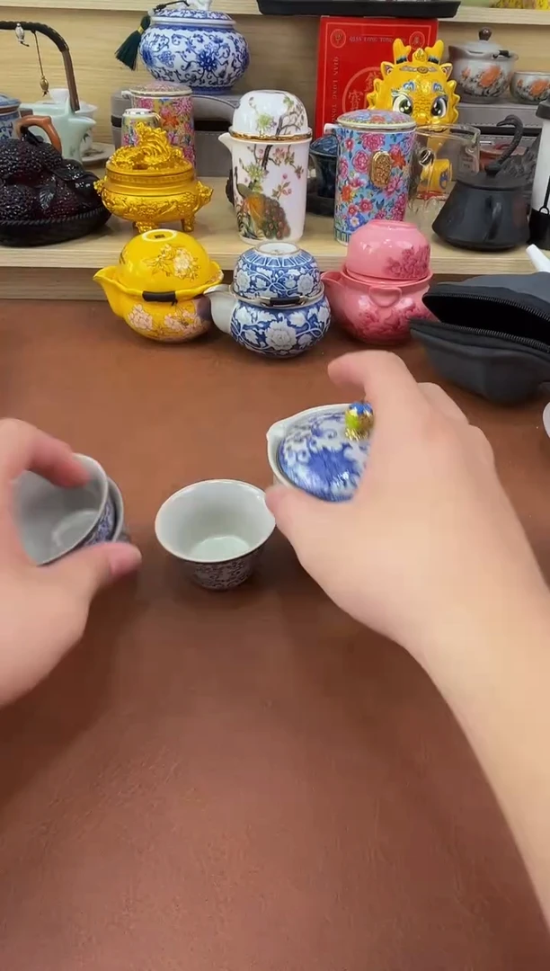 陶瓷茶具摆件旅行套组