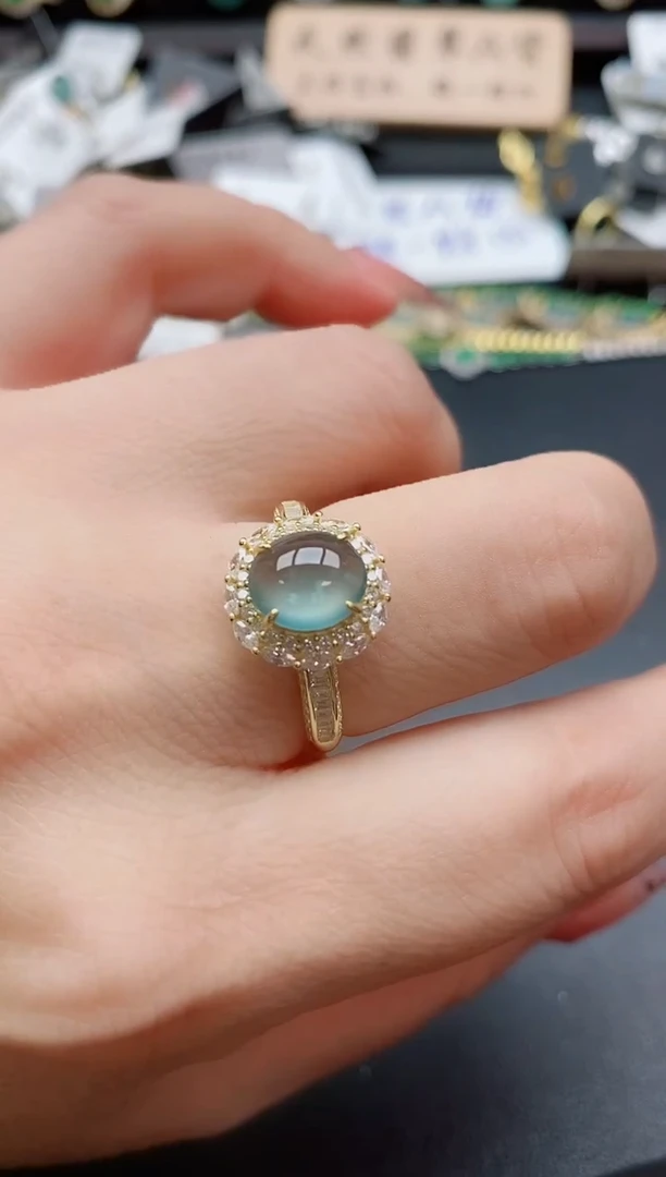 银S925镶嵌戒指翡翠1