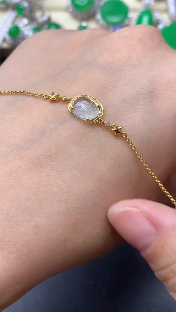 18K金镶嵌手链翡翠490-中国好珍宝