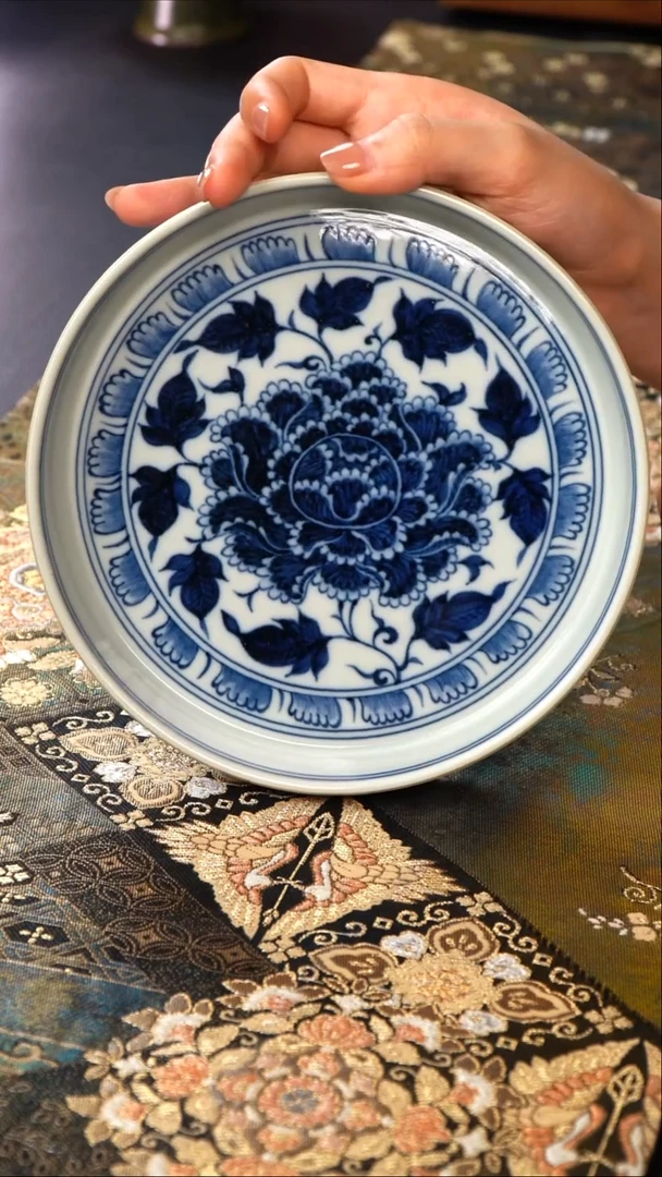 杯元黛工坊青花牡丹花壶承