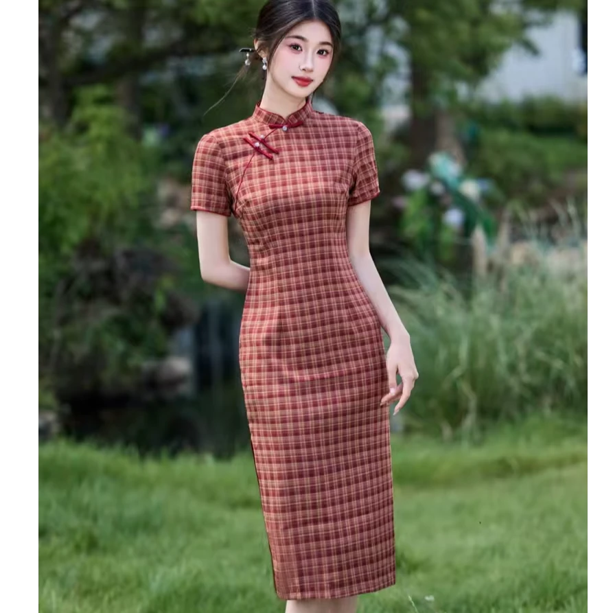 【格韵】新款小个子款修身日常百搭气质文艺旗袍复古民国风衣长110