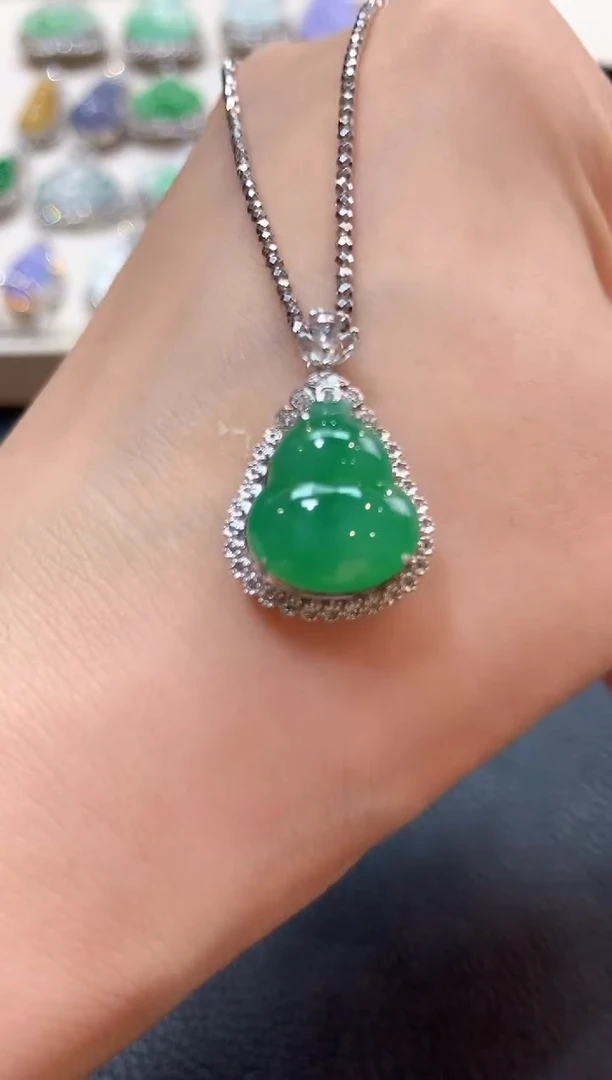 翡翠18K金镶嵌吊坠(不含链)n14