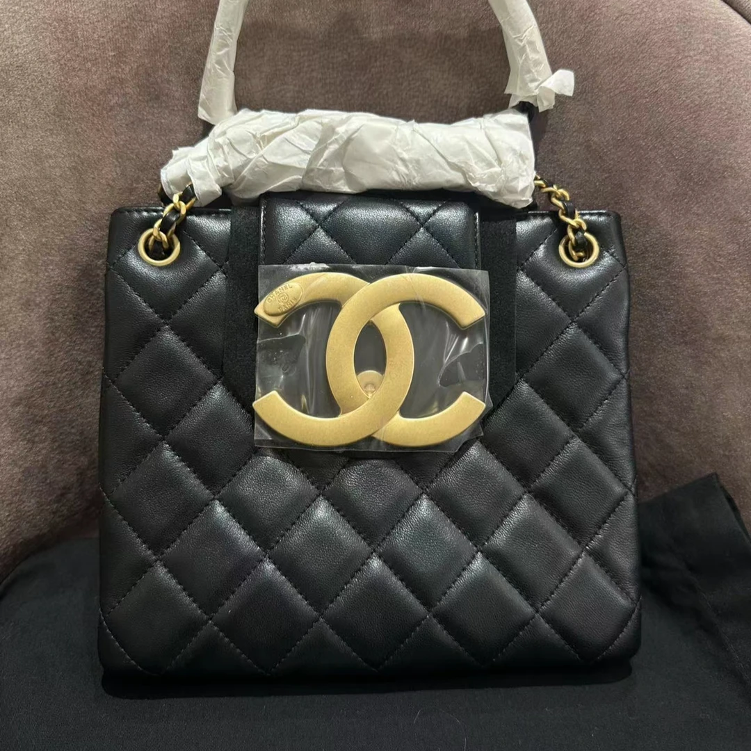未使用 Chanel/香奈儿 香奈儿黑金大双C小羊皮24C小型托特包