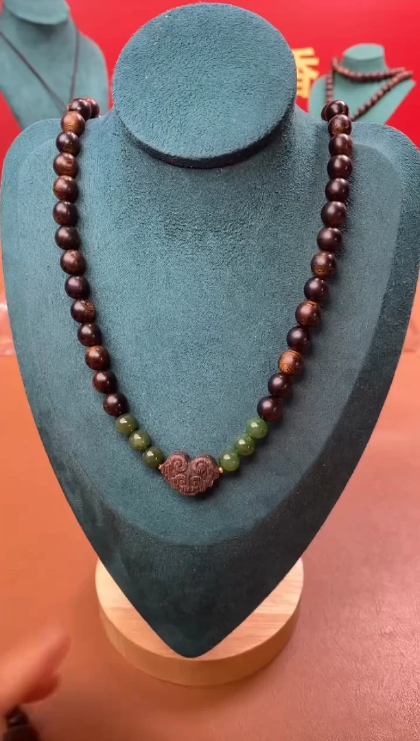 【闪购商品】沉香手串Y沉水紫棋楠玉化瘤疤08+祥云沉香木雕