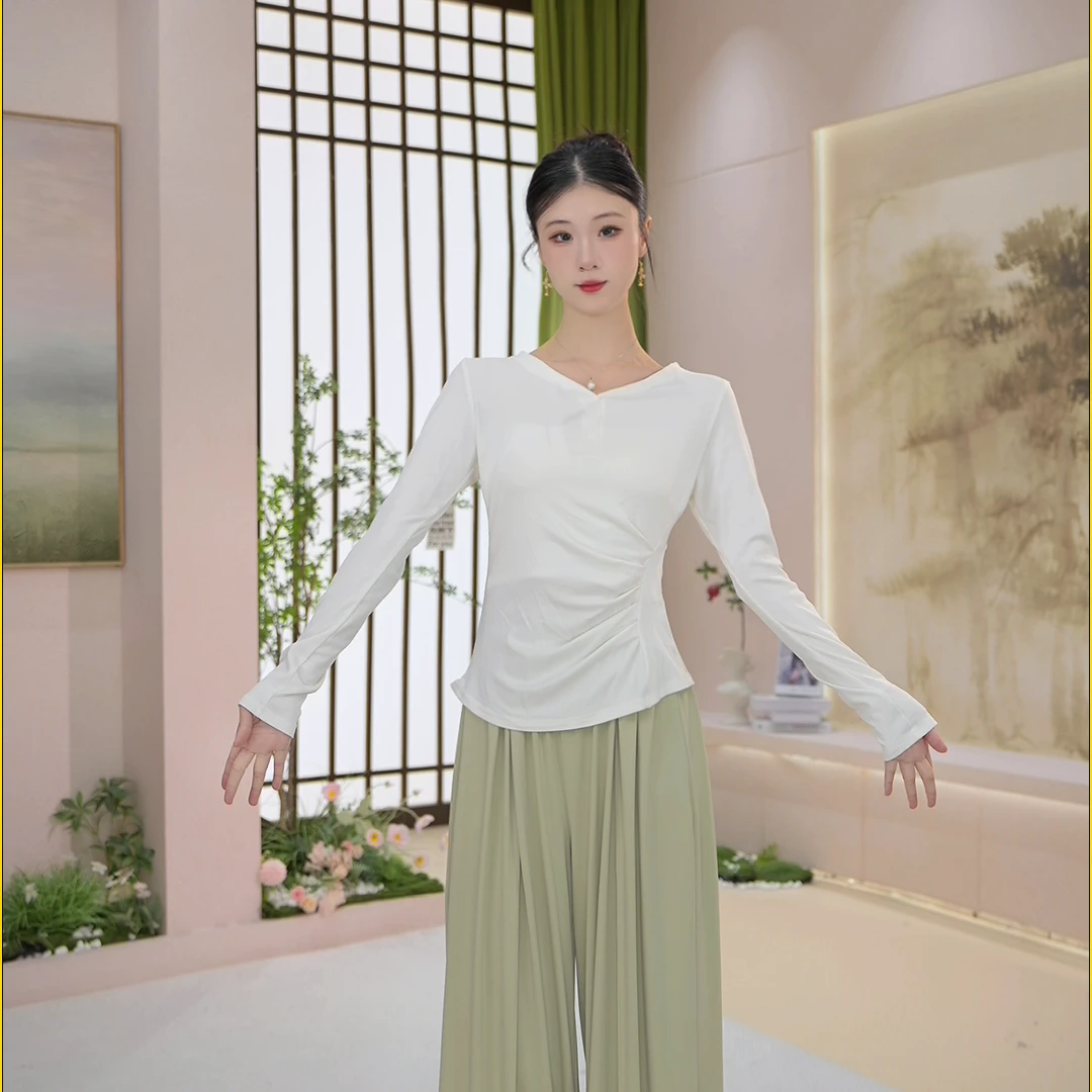 073V领秋冬款气质优雅舞蹈服显瘦可外穿形体服上衣中国舞