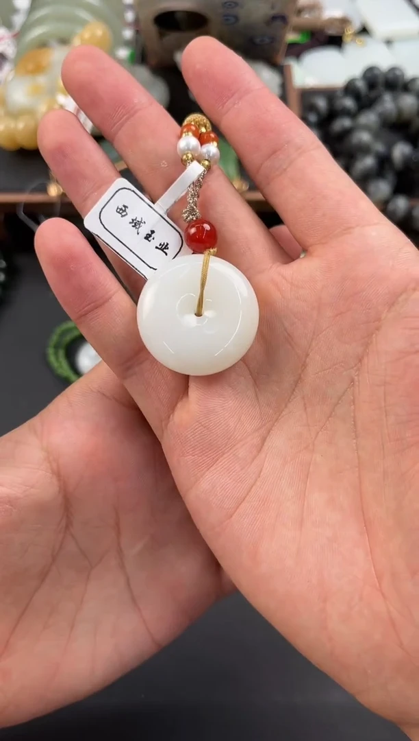 未镶嵌手串和田玉且末天泰白玉平安扣微色差