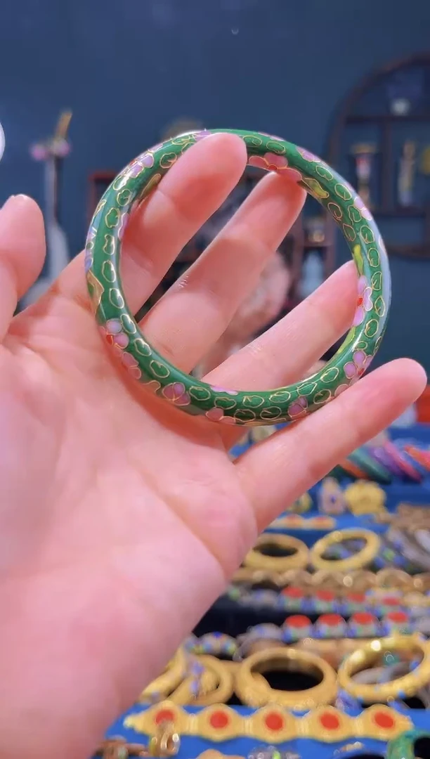 【闪购商品】景泰蓝棍镯细绿色