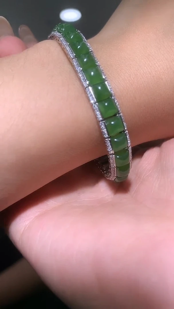 银S925镶嵌手链和田玉【宝石世家严选】