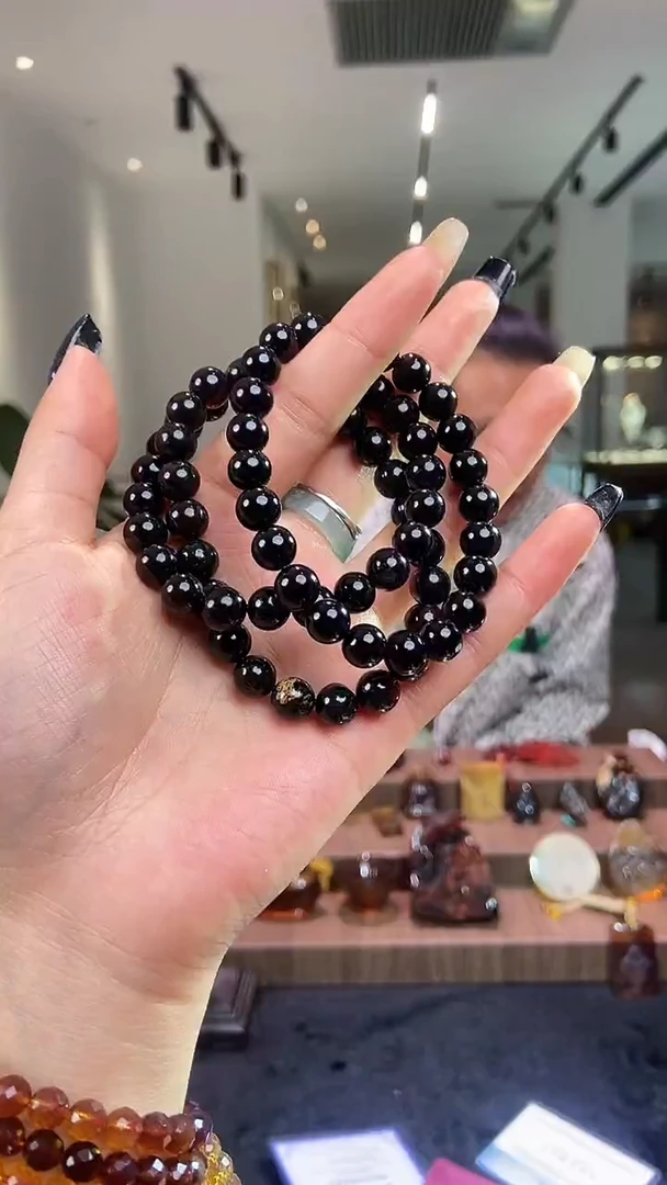 琥珀颈饰未镶嵌缅甸琥珀星际蓝手串多样性发其一