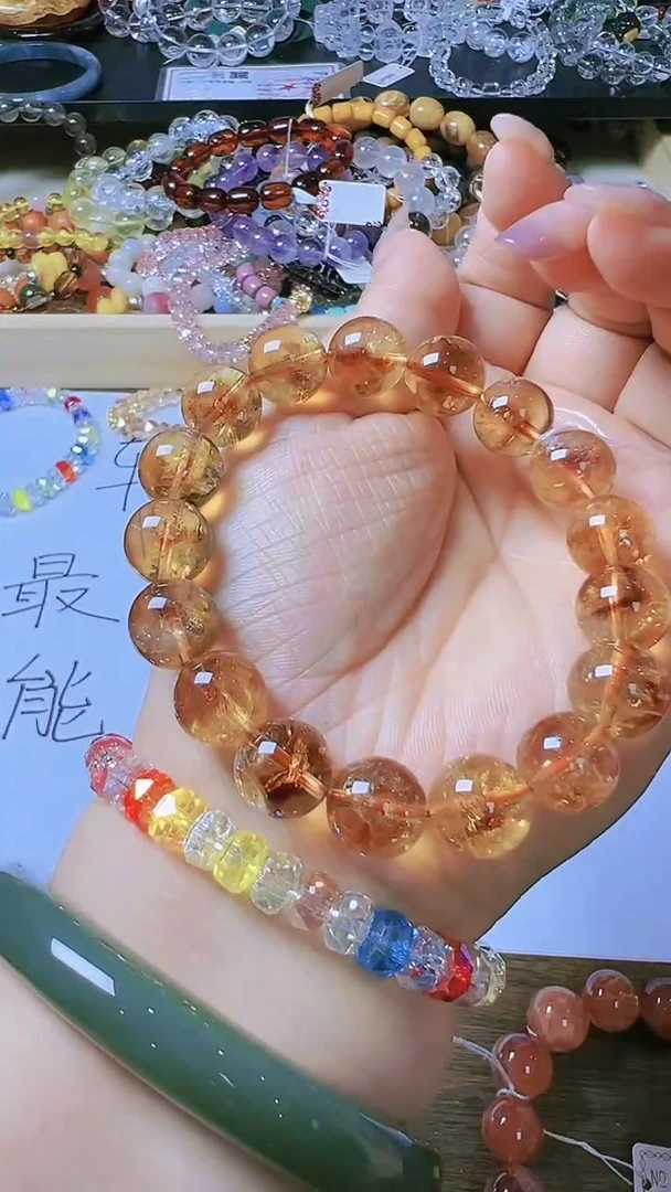 无非金属黄塔圆珠单圈手串
