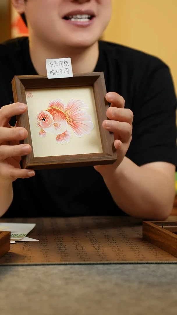 国画14*14纯手绘国风国画摆台