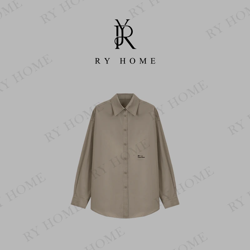 【容雨RYHOME】“梦泽”100%棉男友时尚设计翻领长袖男友衬衫243C1314