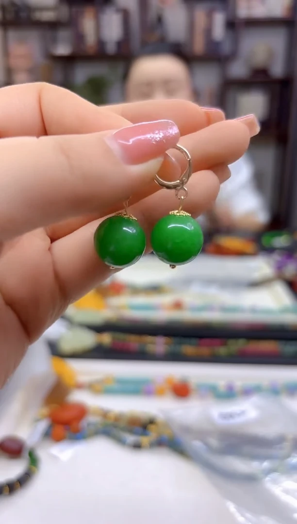 【闪购商品】翡翠耳饰14K金镶嵌耳扣E662