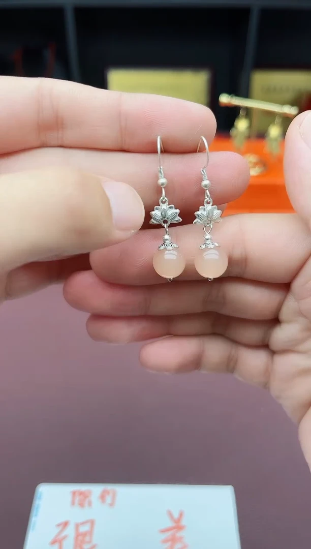 玛瑙/玉髓耳钉银S925镶嵌324000