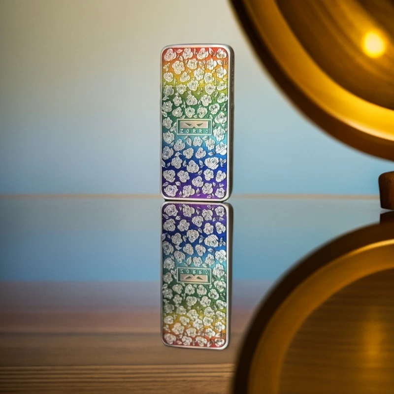 超薄彩虹玫瑰砂轮打火机【全新机无煤油】