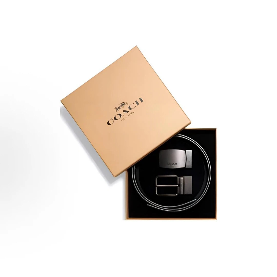 125*3.8/Coach蔻驰男士宽版双面双头可裁剪皮带腰带礼盒套装CQ067