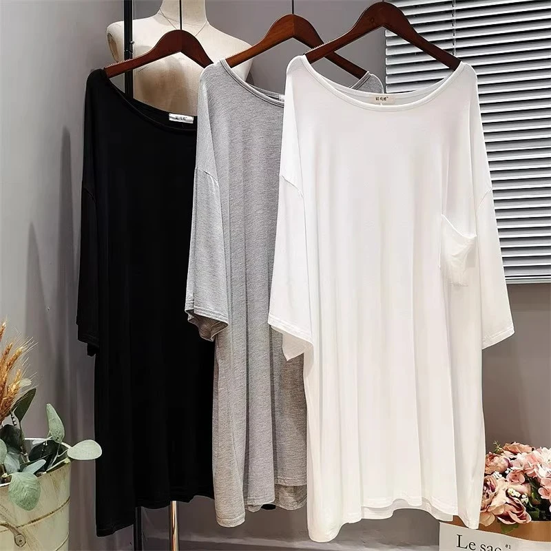 艾唯绅夏季莫代尔睡裙大码韩版宽松中长款半袖T恤裙女睡衣家居服