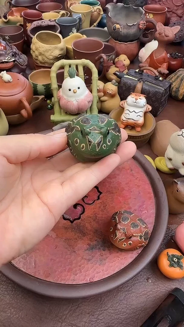 紫砂茶宠紫砂角蛙绿