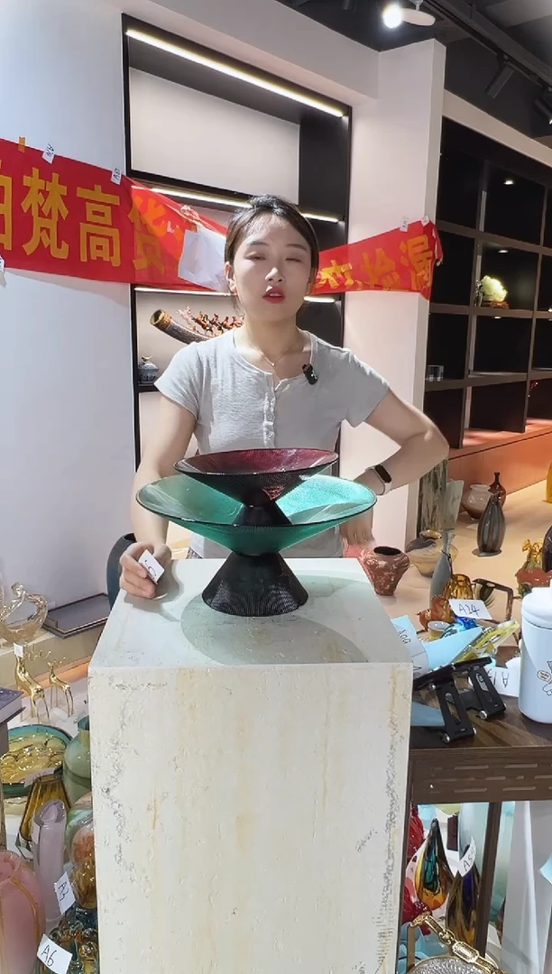 琉璃绿色果盘清仓A85