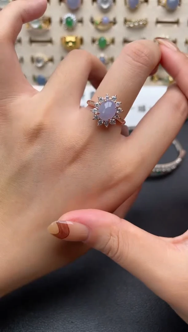 翡翠戒指银S925镶嵌一物一证一礼盒