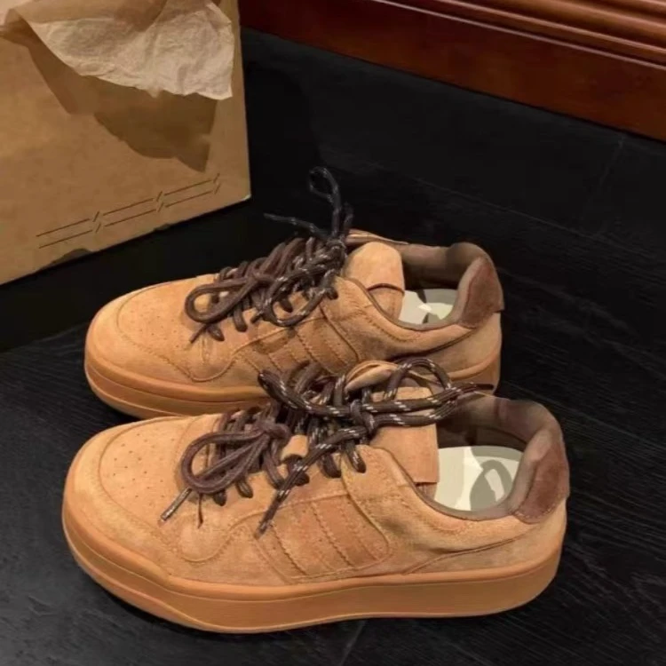 F11时尚女鞋59-79听主播提示下单运动百搭真皮复古厚底低帮系带