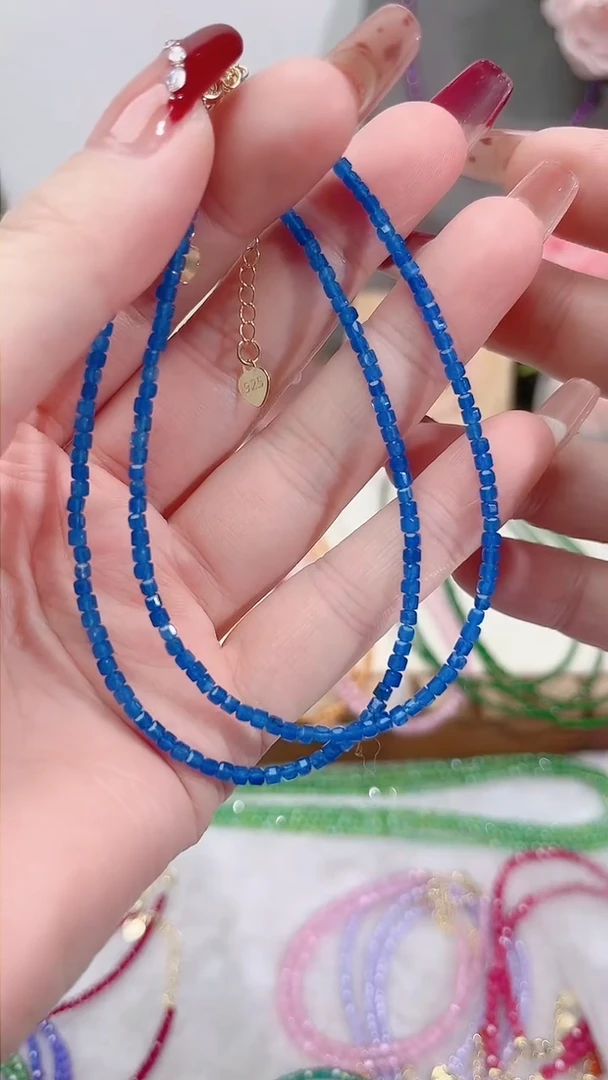 手链蓝宝石银S925镶嵌脚链58