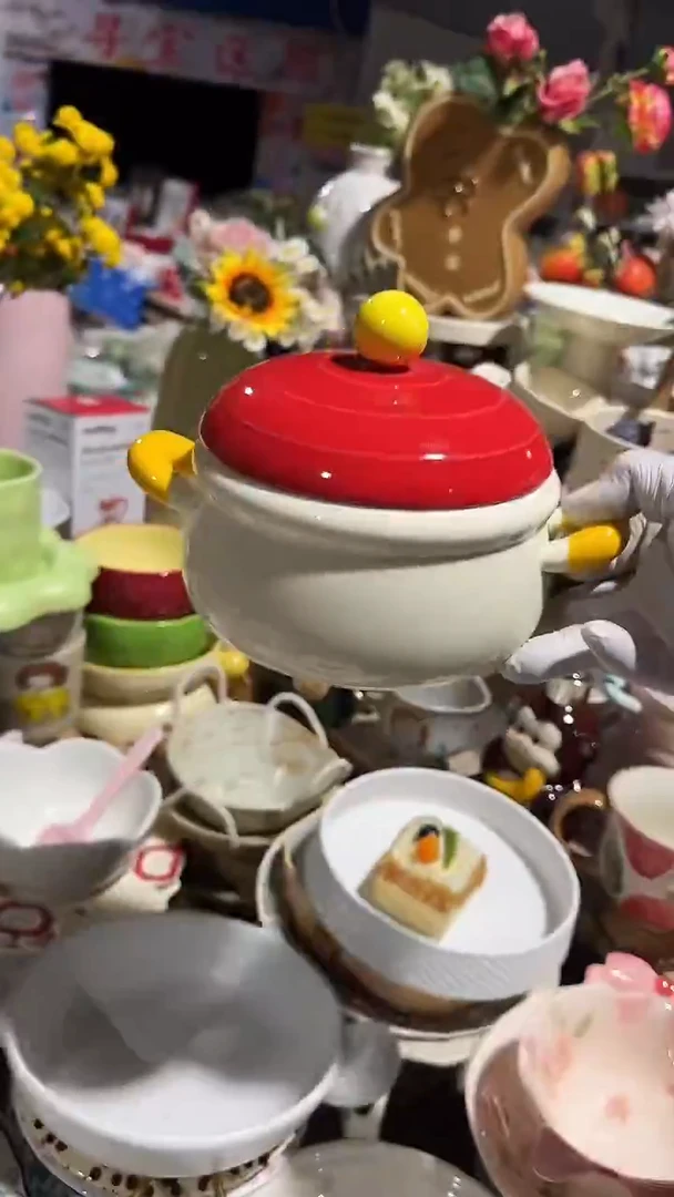 陶瓷胖胖带盖碗微瑕 凑满20元包邮