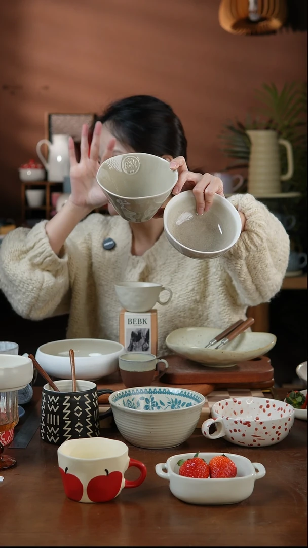 瓷片2个装 5英寸窑变异形米饭碗 微瑕 凑满20发货