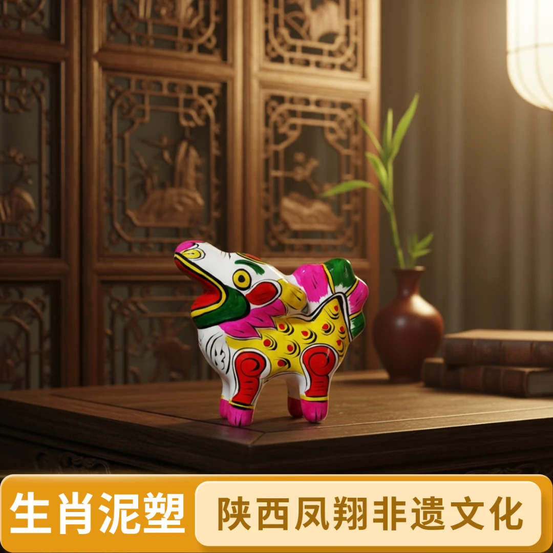 【生肖守岁泥塑-老师推荐】2026马年陕西凤翔正品十二生肖手工泥塑