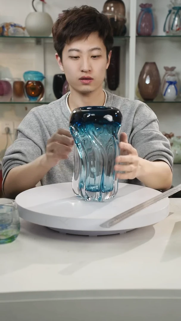 【闪购商品】琉璃高23.5轻奢琉璃花器福利正常手工痕迹