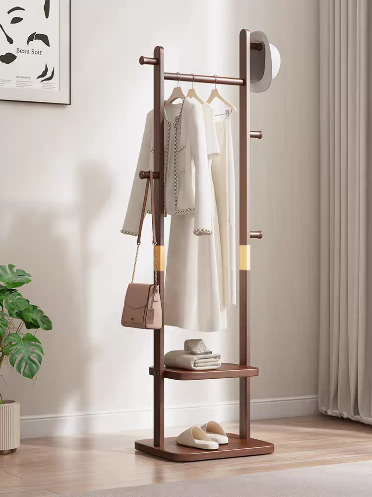 实木挂衣架落地卧室家用衣帽架中式房间小型不占空间挂衣服的架子