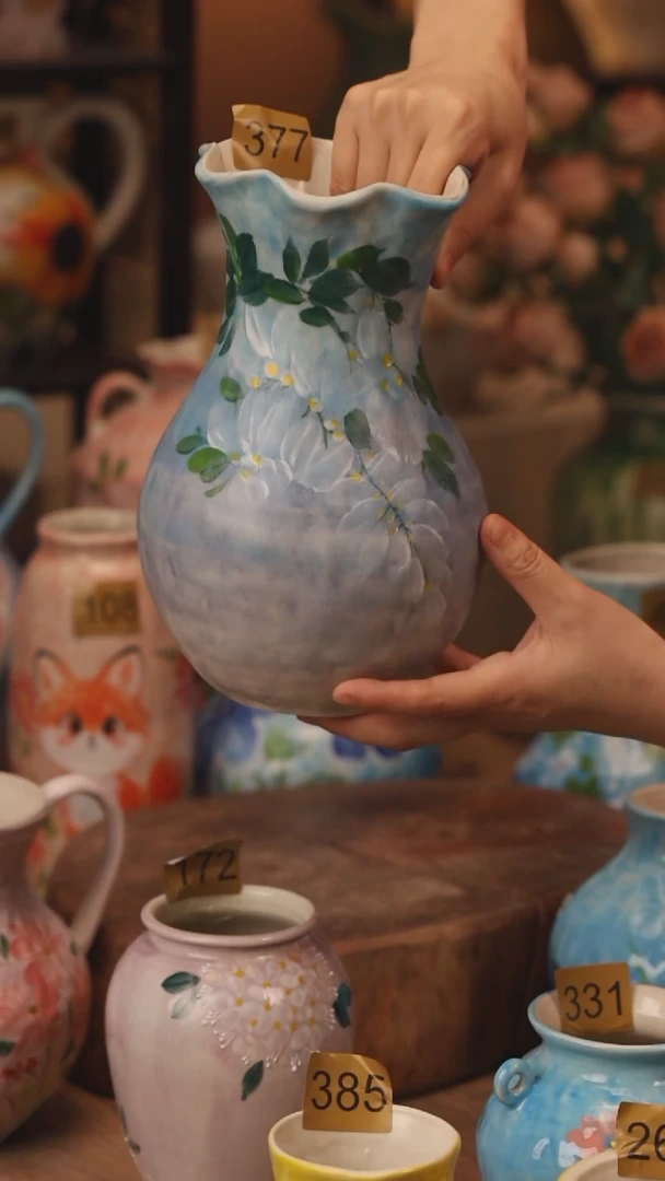 陶瓷377景德镇设计师手作花器摆件侘寂风