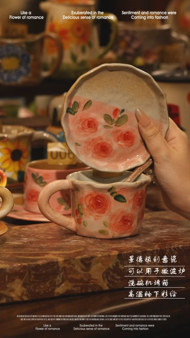 陶瓷景德镇高温手绘釉下彩设计师款式