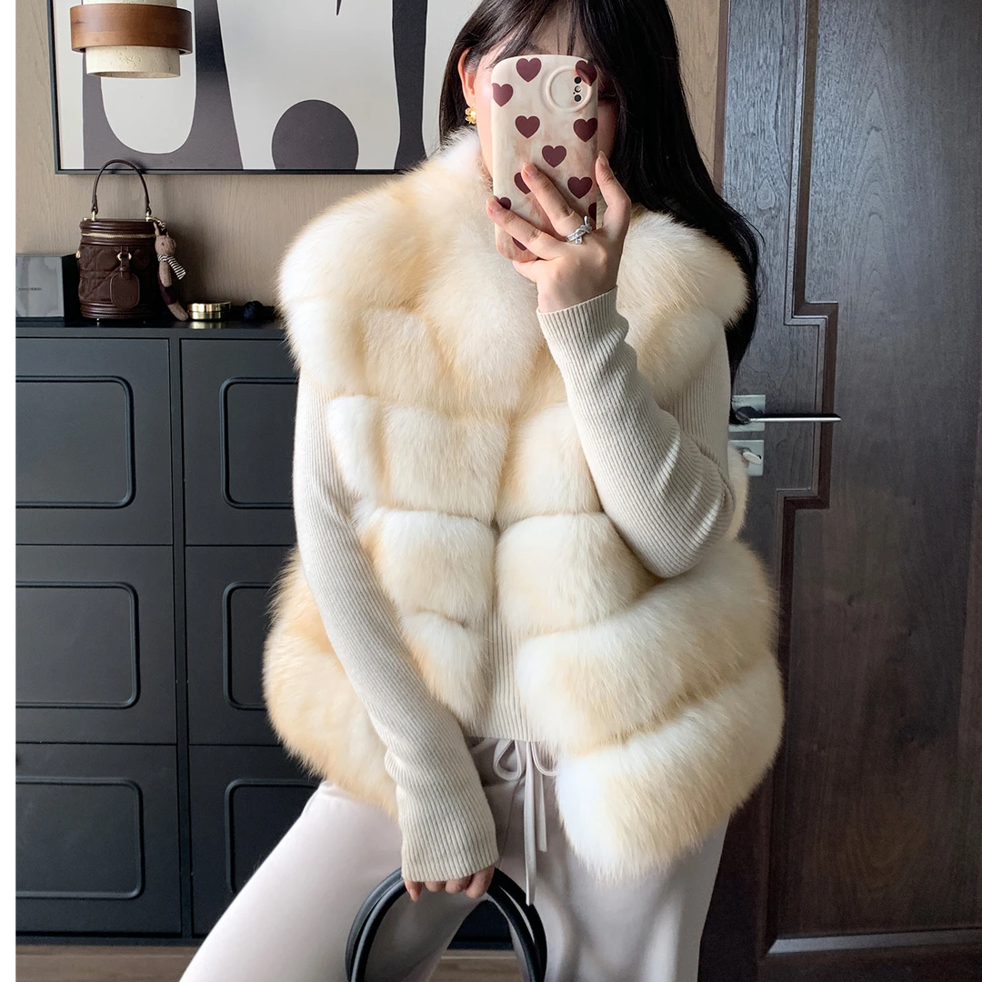 人造皮草 《鎏金岁月》2025新款整皮仿狐狸毛皮草马甲中长款背心