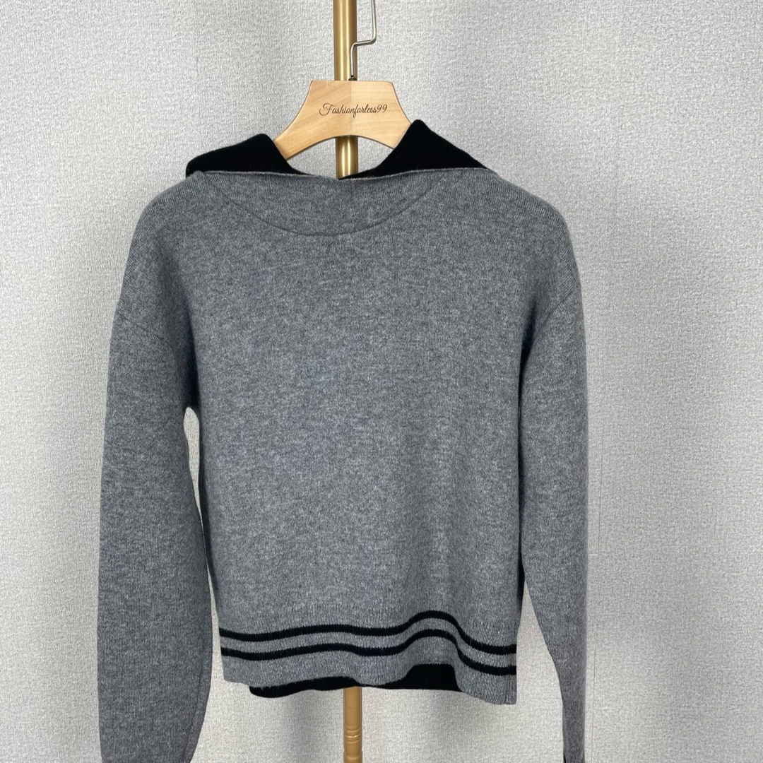 99新 DIOR/迪奥 灰色连帽针织套头衫 34 12718850