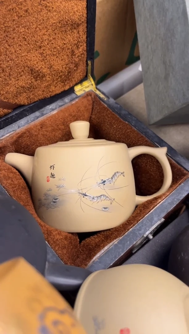 茶杯紫砂-虾趣井栏壶 紫砂壶