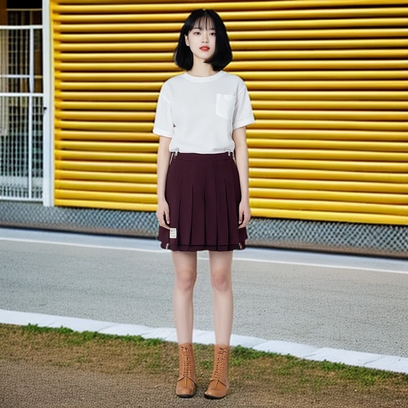 99新 THOMBROWNE /汤姆布朗/短裙/TB标识条纹百褶裙/42码/0001648