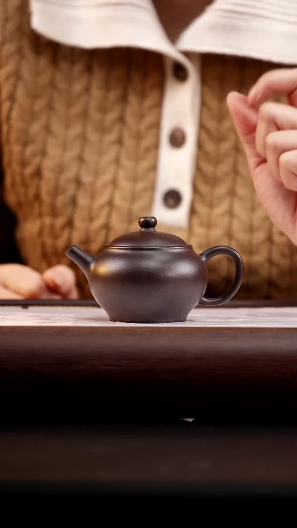 茶壶紫砂黑紫泥竹翁