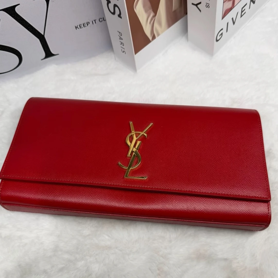 95新 YSL/圣罗兰 红色手拿包