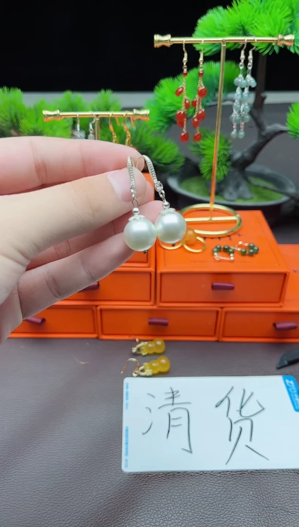 耳饰银S925镶嵌拼合珍珠（马贝珠）239