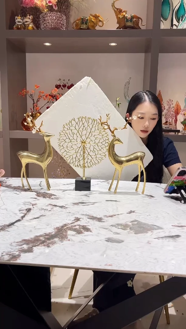 黄铜鹿三件套摆件