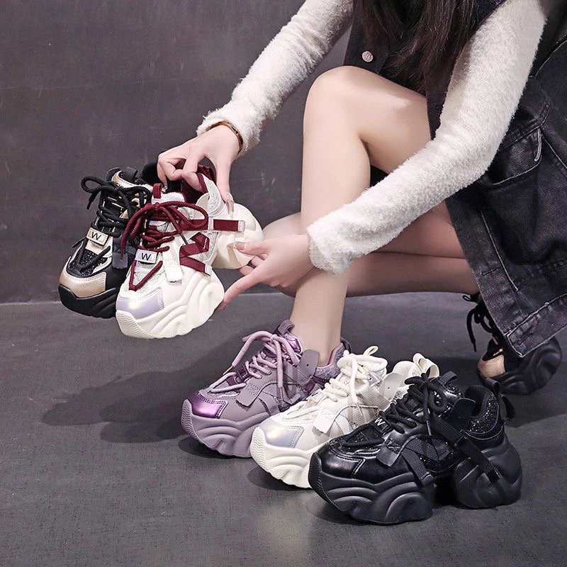 高颜值增高厚底春季老爹鞋女2025新款松糕休闲鞋小个子运动小白鞋